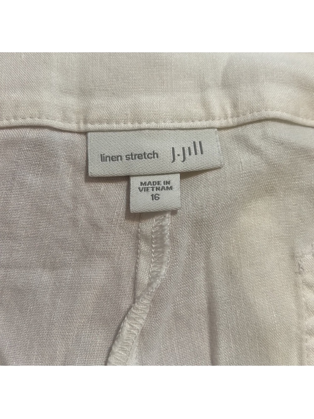 J. Jill White Linen Sailor Button Wide Leg Stretch Cropped Pants size 16 - Picture 5 of 5